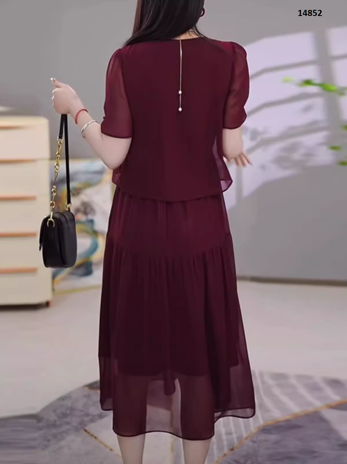 14852-Đầm voan đỏ  xếp tầng cách điệu (voan, lót)_thumbnail_1