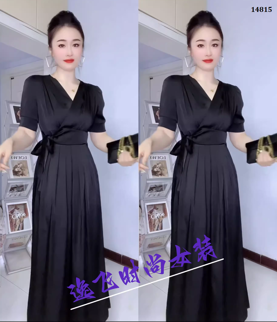 14815-Đầm xòe dự tiệc tà dập ly eo thắt nơ cách điệu ( lụa latin)_thumbnail_1