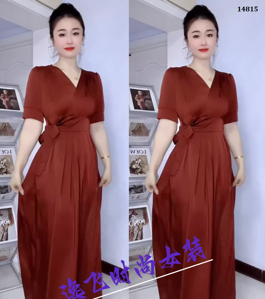 14815-Đầm xòe dự tiệc tà dập ly eo thắt nơ cách điệu ( lụa latin)_thumbnail_2