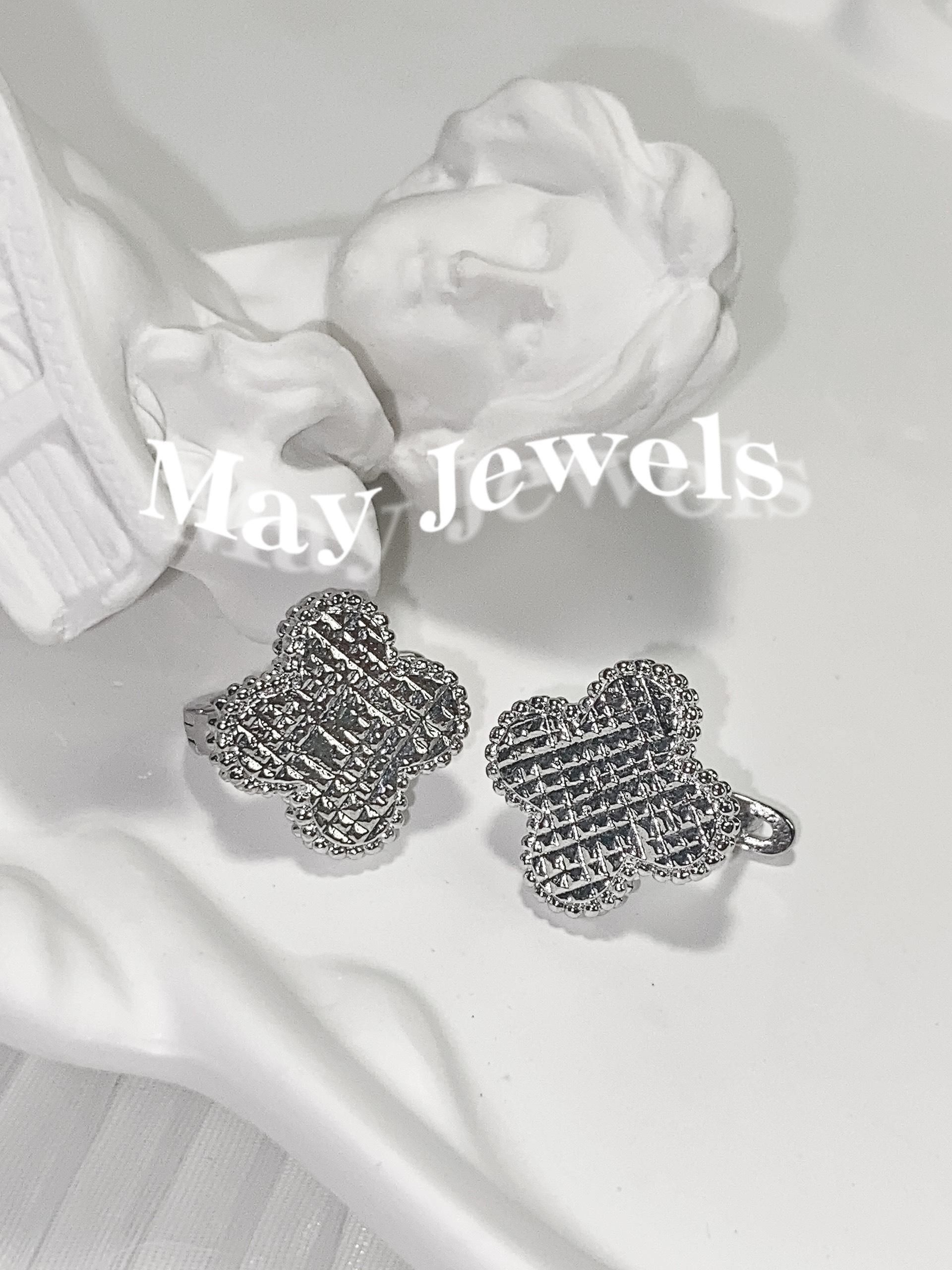 [May jewels] Bông Tai Cỏ Bốn Lá Thanh Lịch Bản Nhám - Hoa Tai cỏ may mắn dành cho nữ_thumbnail_2