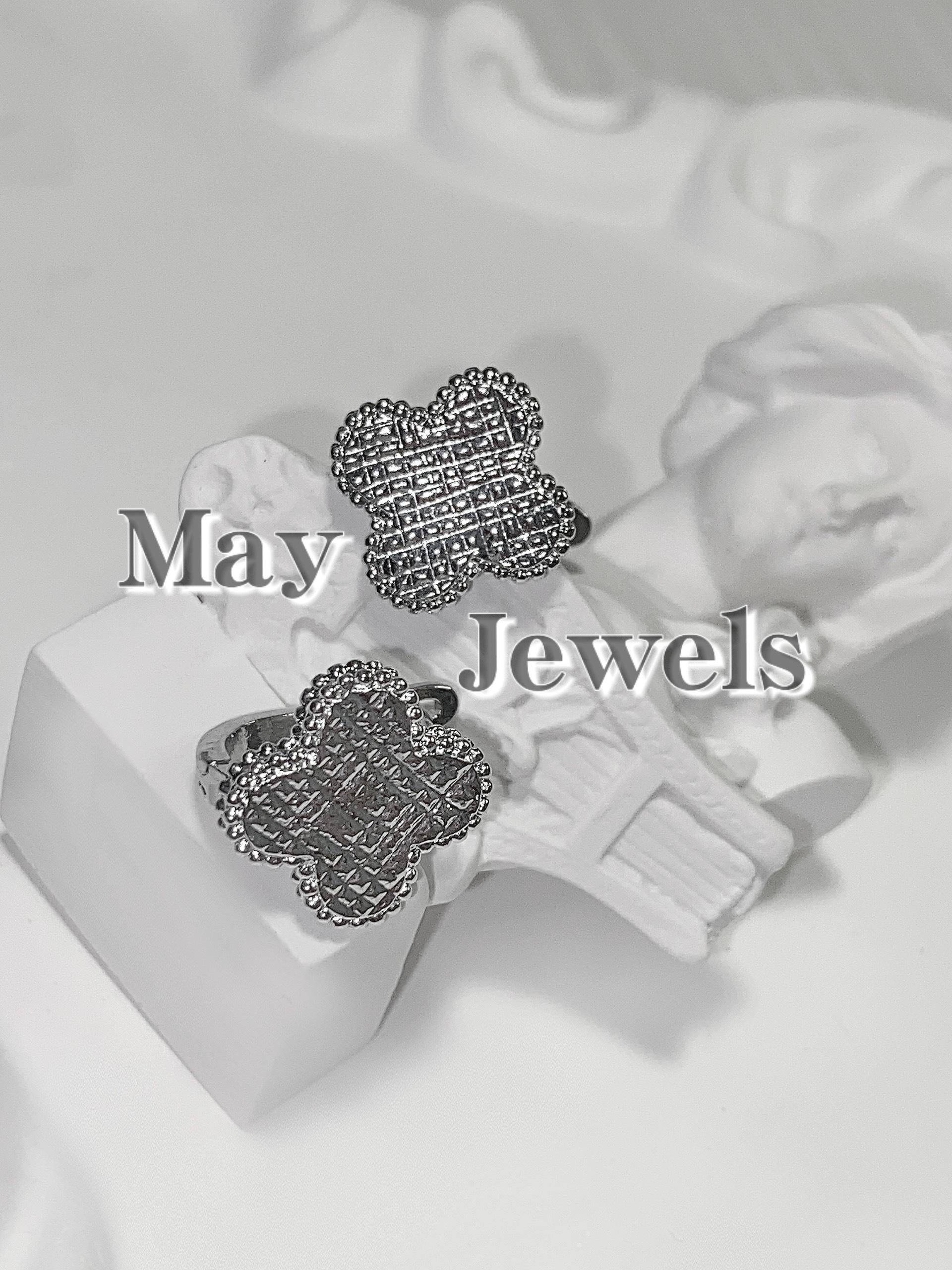 [May jewels] Bông Tai Cỏ Bốn Lá Thanh Lịch Bản Nhám - Hoa Tai cỏ may mắn dành cho nữ
