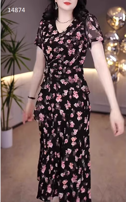 14874-Đầm voan hoa eo kết phụ kiện cách điệu (voan, lót)_thumbnail_1