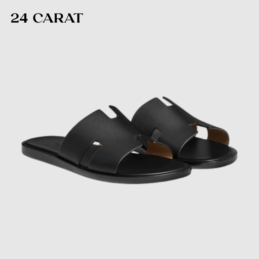 Dép Hermes Izmir sandal đen tuyền 