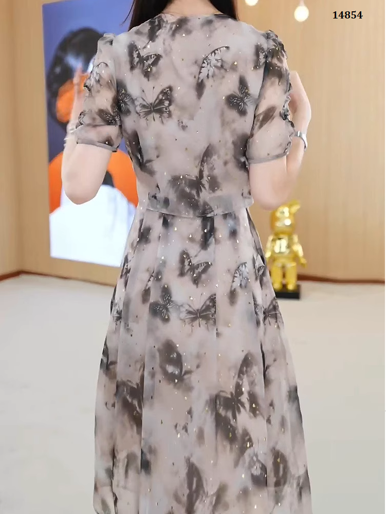 14854-Đầm voan xòe in bướm  3D cách điệu ( voan , lót )_thumbnail_2