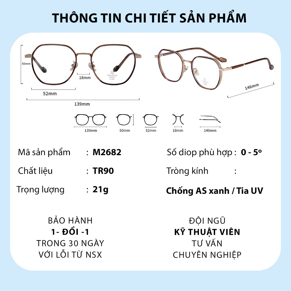 Gọng kính viền đa giác M2682