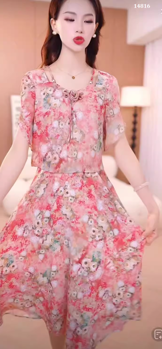 14816-Đầm voan giả  rời in hoa 3D cách điệu ( voan, lót )_thumbnail_3