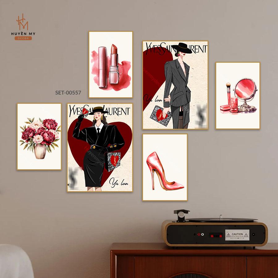 Set 6 Tranh Dán Tường Trang Trí Shop Thời Trang/Nước Hoa/Spa/Tiệm Nails-Mi/Thẩm Mỹ Viện/Phòng Livestream Kèm Băng Keo