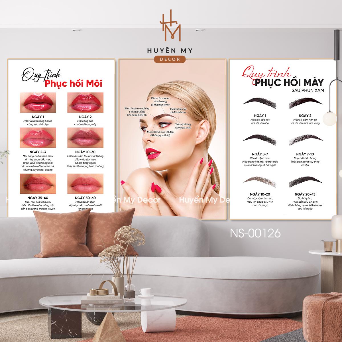 (Nhiều Mẫu) Tranh Bộ 3 Treo tường Spa, Tranh Decor Cao Cấp Trang Trí Spa, Thẩm Mỹ Làm Đẹp, Phun Xăm, Tiệm Nail - Huyền My Decor Treo Tường Decor Phòng