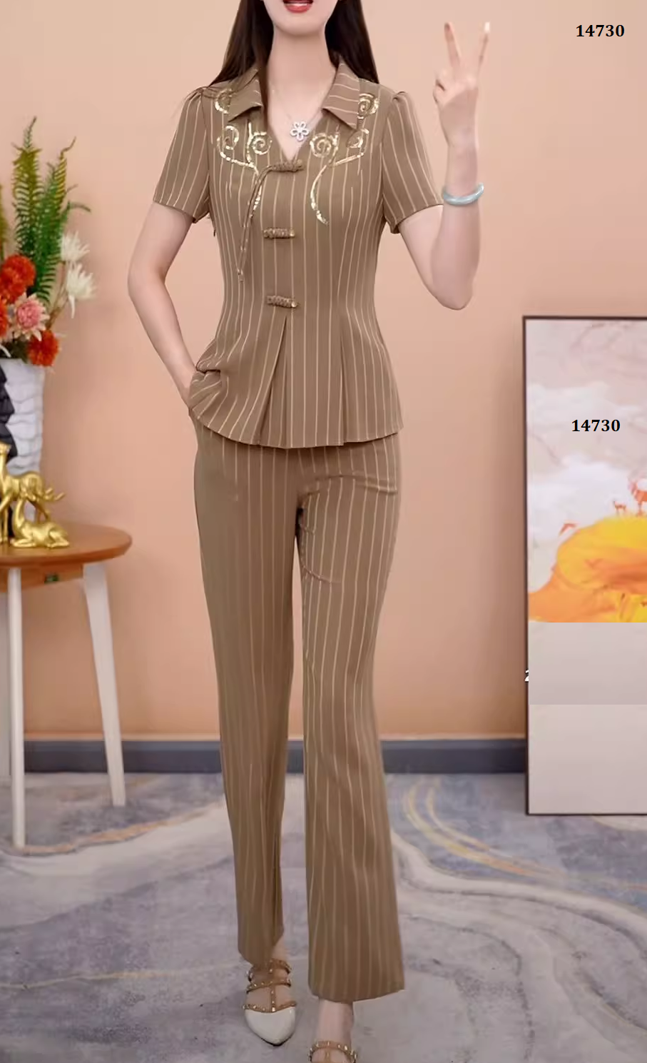 14730-Set bộ  áo kèm quần nâu kẻ sọc ( kaki thun sọc)_thumbnail_0