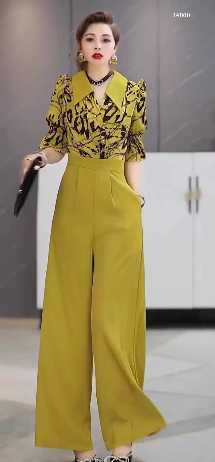 14800-Set bộ áo kèm quần suông  màu vàng  ( áo mango, quần kaki lụa)_thumbnail_0