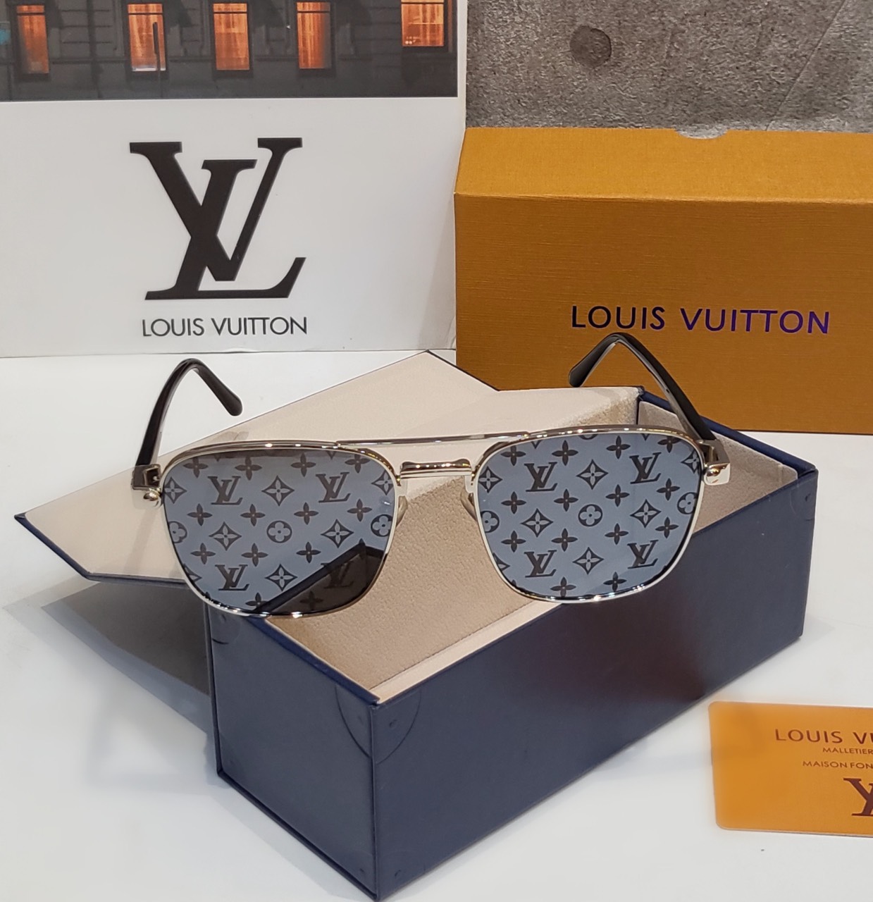 Mắt Kính Louis Vuitton LV Clockwise Sunglasses đen xám LikeAuth 99%_thumbnail_4