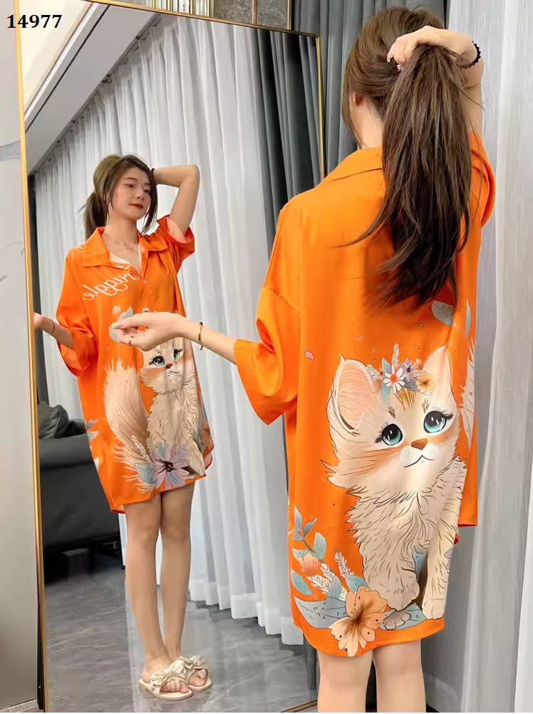 14977-Đầm lụa latin cam in mèo (lụa latin)_thumbnail_0