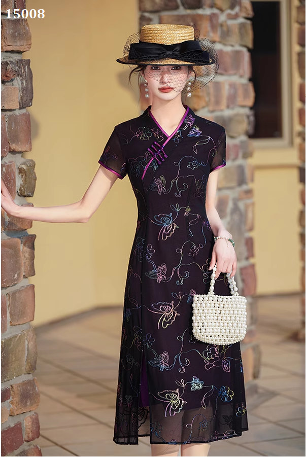 15008-Đầm voan thêu dáng sườn xám cổ tàu cách điệu ( voan thêu, lót)_thumbnail_0