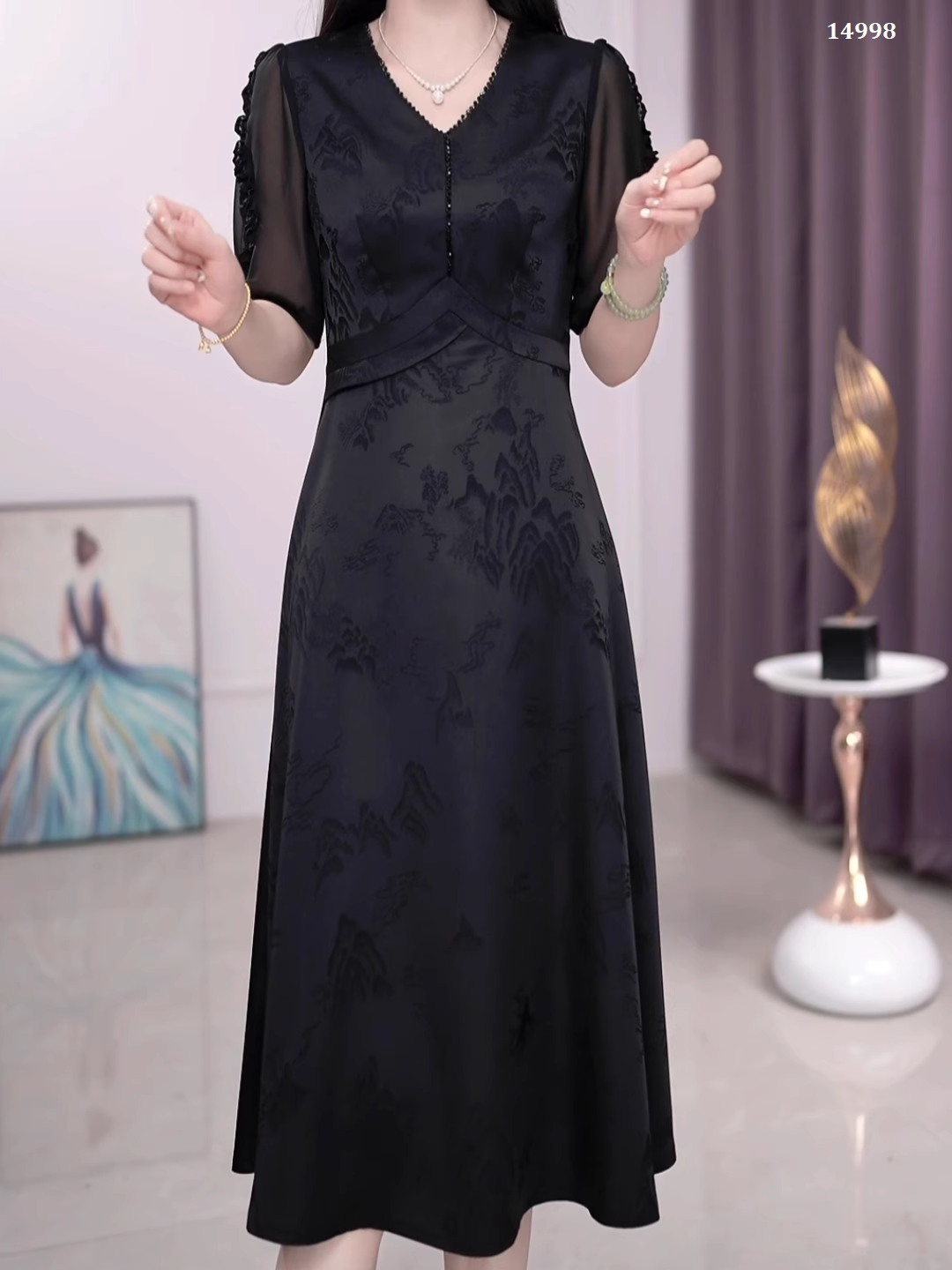 14998-Đầm lụa vân gấm 3D chữ A cách điệu (lụa vân gấm)_thumbnail_0