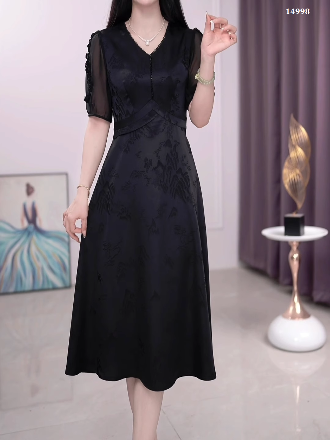 14998-Đầm lụa vân gấm 3D chữ A cách điệu (lụa vân gấm)_thumbnail_2