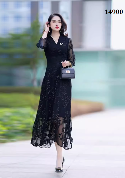 14900-Đầm voan  tay dài in họa tiết 3D ( voan, lót)_thumbnail_0