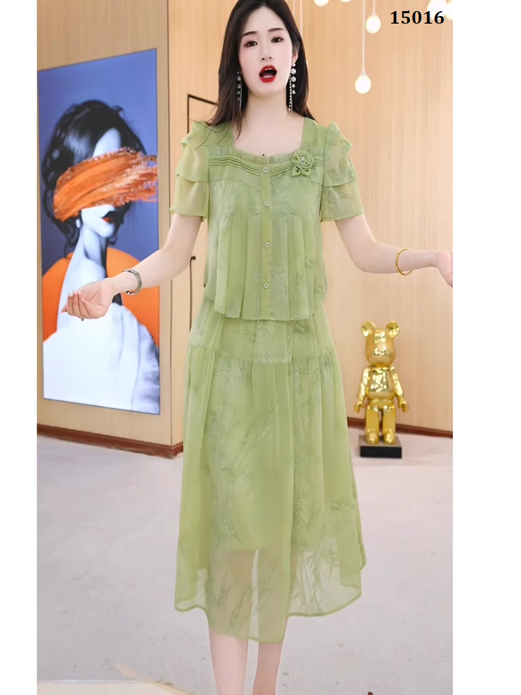 15016-Đầm voan xanh giả rời in hoa cách điệu ( voan, lót)_thumbnail_1