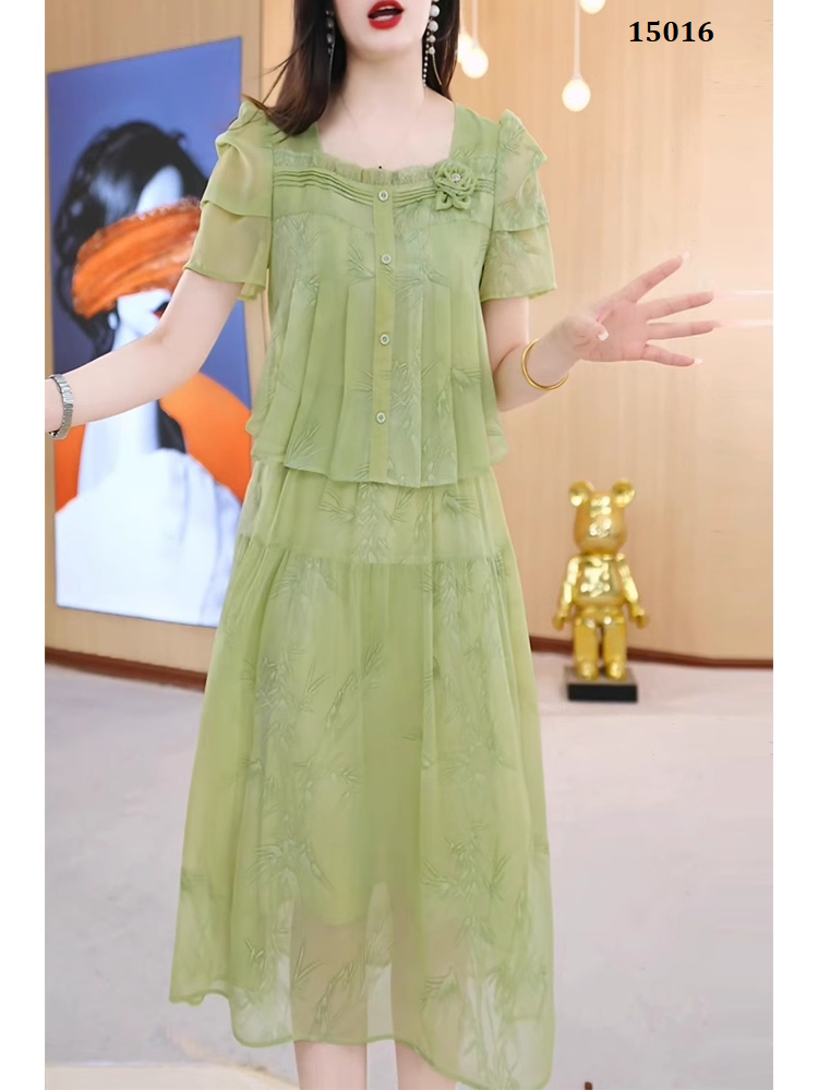 15016-Đầm voan xanh giả rời in hoa cách điệu ( voan, lót)_thumbnail_0