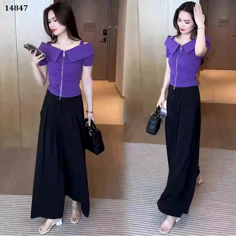 14847-Set bộ áo thun bẹt vai kèm quần suông ( áo thun mịn, quần lụa đũi)_thumbnail_3