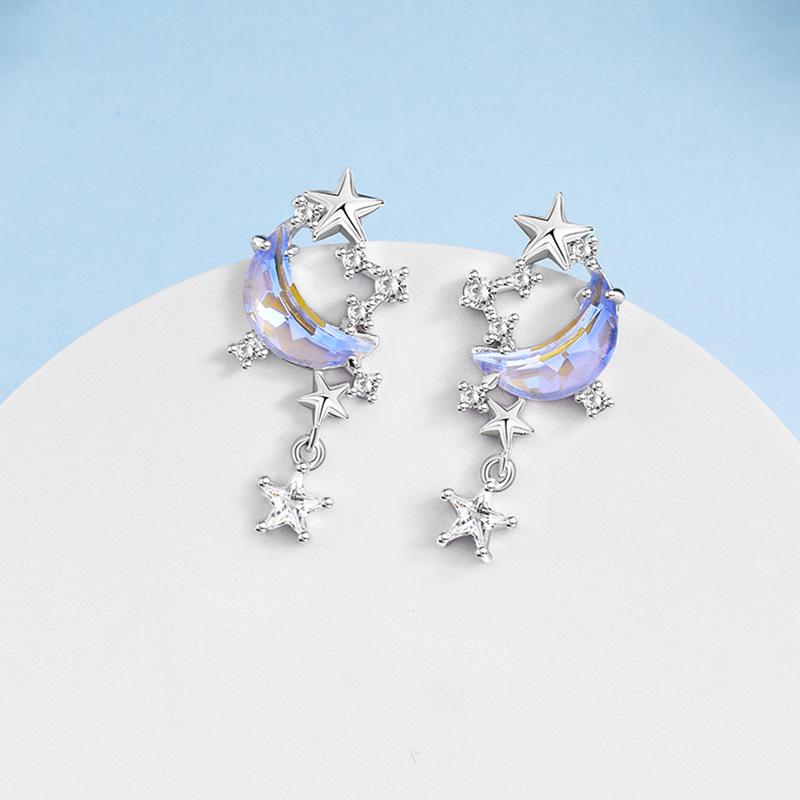 [May Jewels] Dây chuyền Bông tai Dạ Nguyệt Lấp Lánh - Vòng cổ Mặt trăng ánh bạc dành cho nữ_thumbnail_2