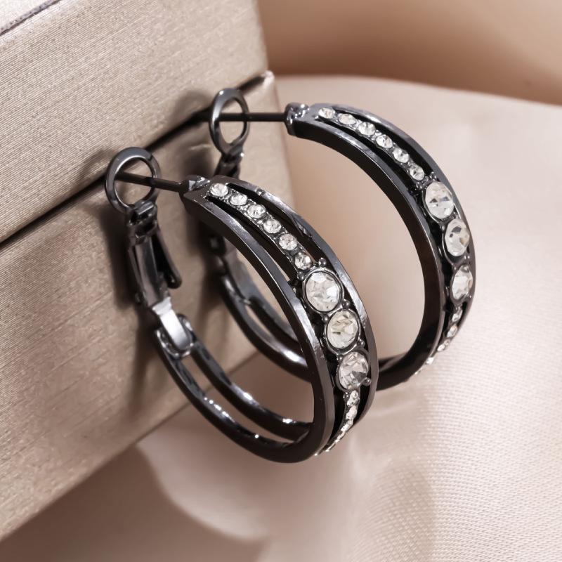 [May Jewels] Bông tai tròn đính đá - Khuyên tai Hoa Tai Vòng Đá Lấp Lánh - Hoa tai vòng buộc tóc dành cho phái nữ - Titan không đen không gỉ