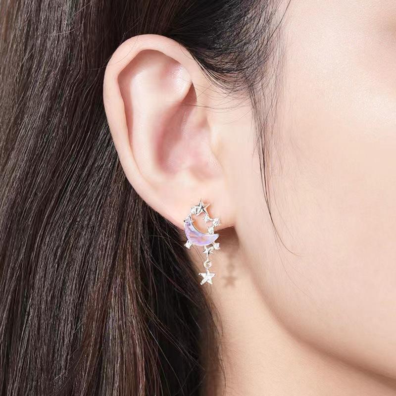 [May Jewels] Dây chuyền Bông tai Dạ Nguyệt Lấp Lánh - Vòng cổ Mặt trăng ánh bạc dành cho nữ_thumbnail_4