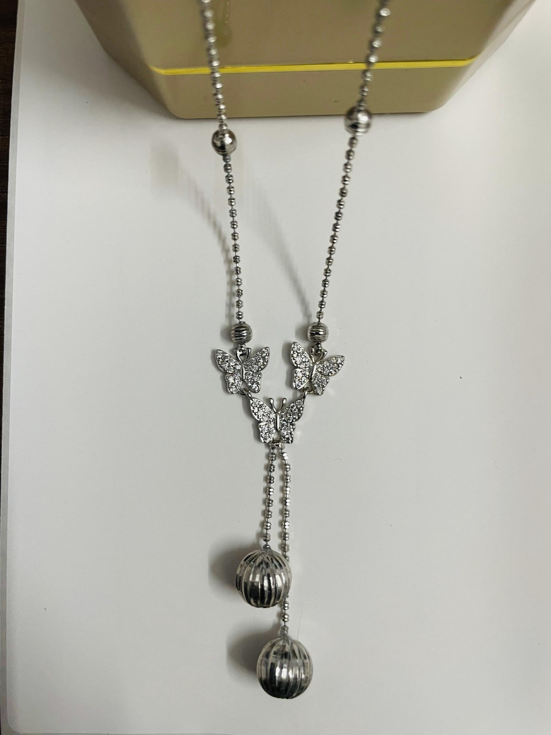[May jewels] Dây chuyền mặt hình bướm - Vòng cổ trang sức quả cầu cho phái nữ_thumbnail_1
