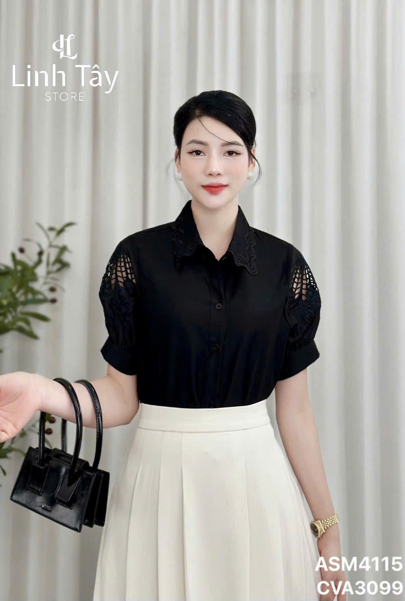 Áo Sơ Mi Họa Tiết Tay Phối Hoa Thiết Kế Xu Hướng Hiện Đại