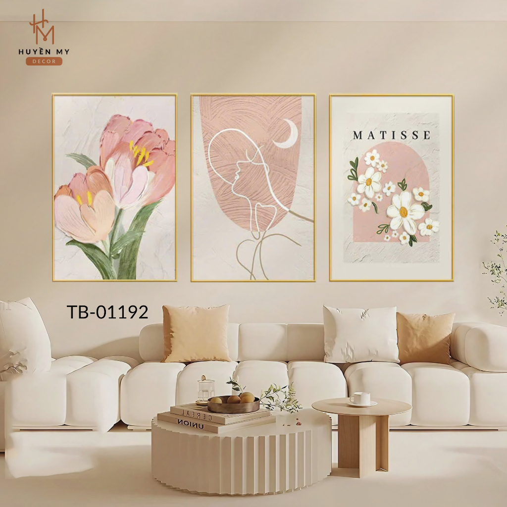Bộ 3 Tranh Treo Tường Canvas, Nhiều Mẫu Hiện Đại, Vintage, Trang Trí Phòng Khách,Phòng Ngủ, Spa - Huyền My Decor