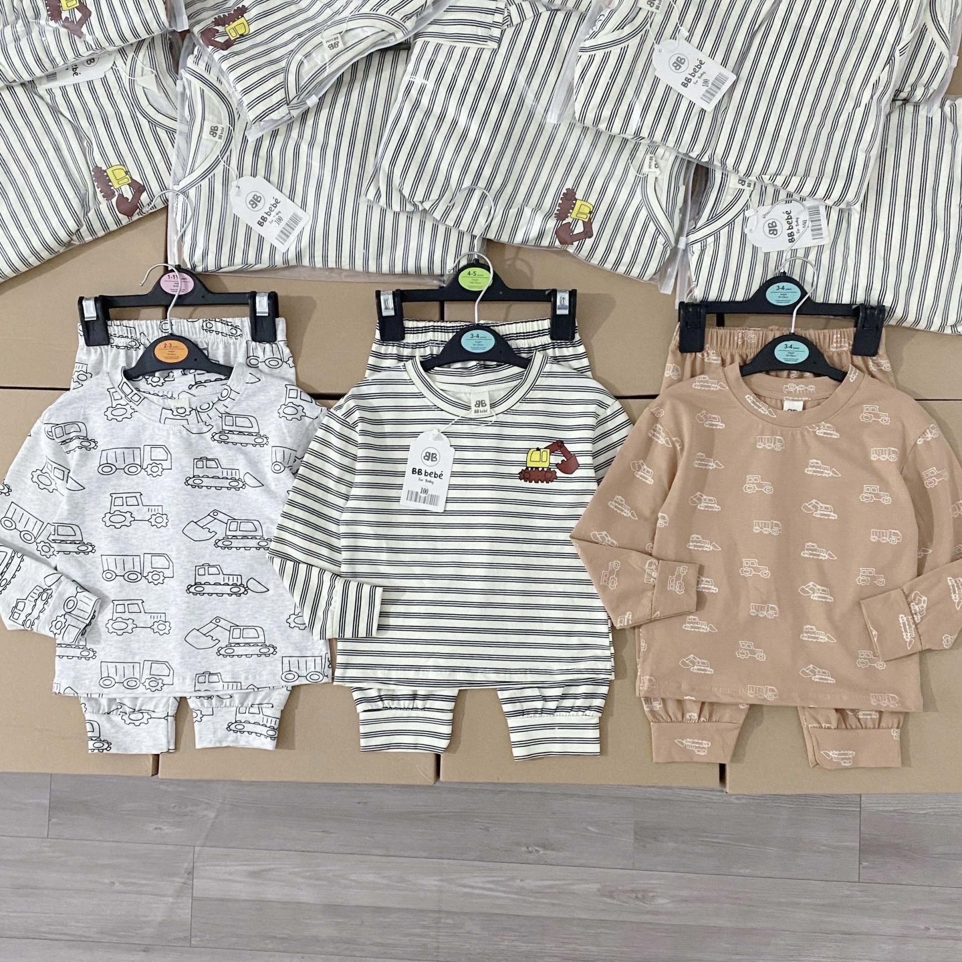 H49 SET 3 BỘ DÀI TAY Ô TÔ SỌC- A100.39