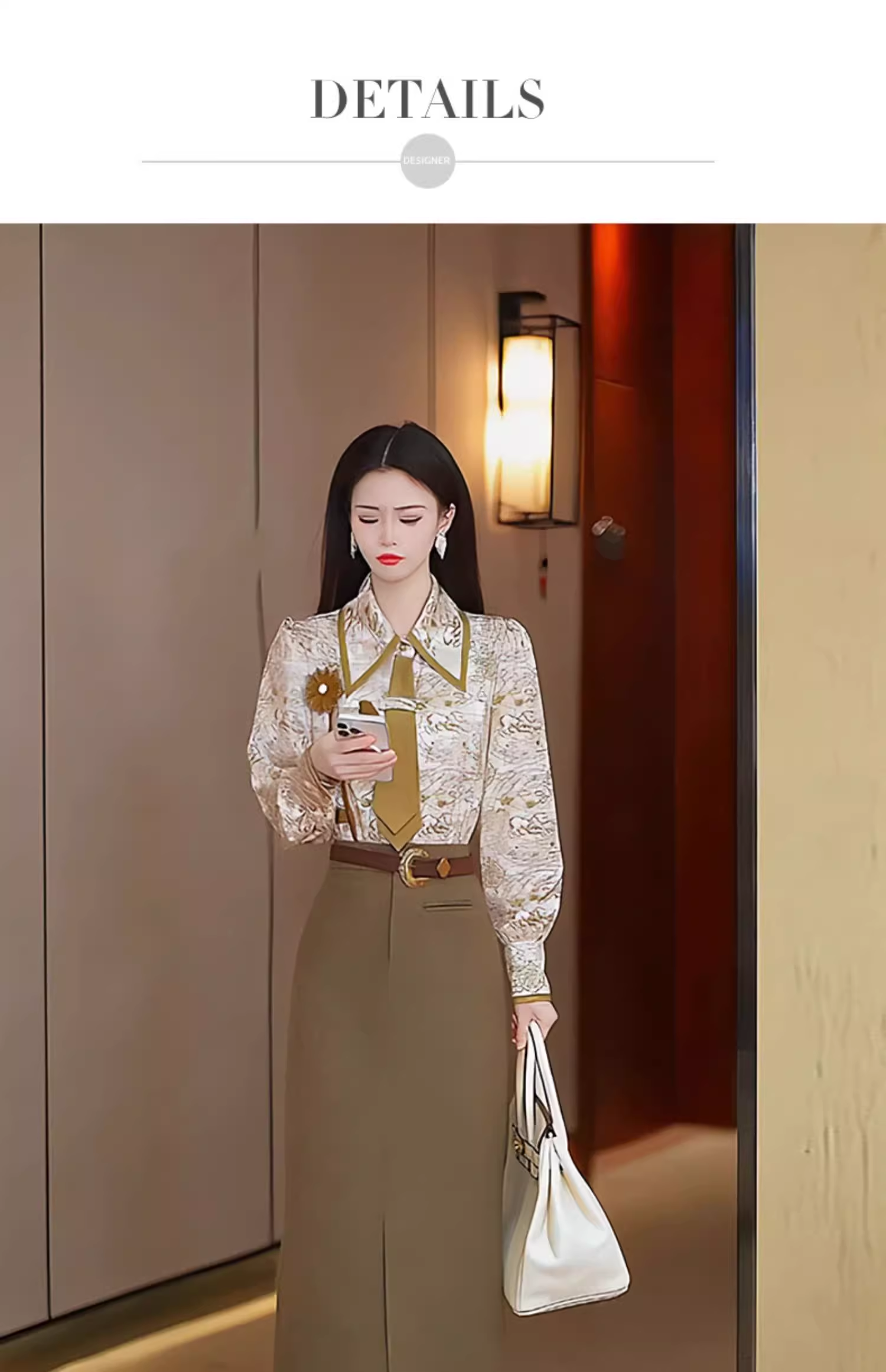 15091-Đầm suôn liền tay dài cổ bẻ kết cà  vạt ( lụa)_thumbnail_0