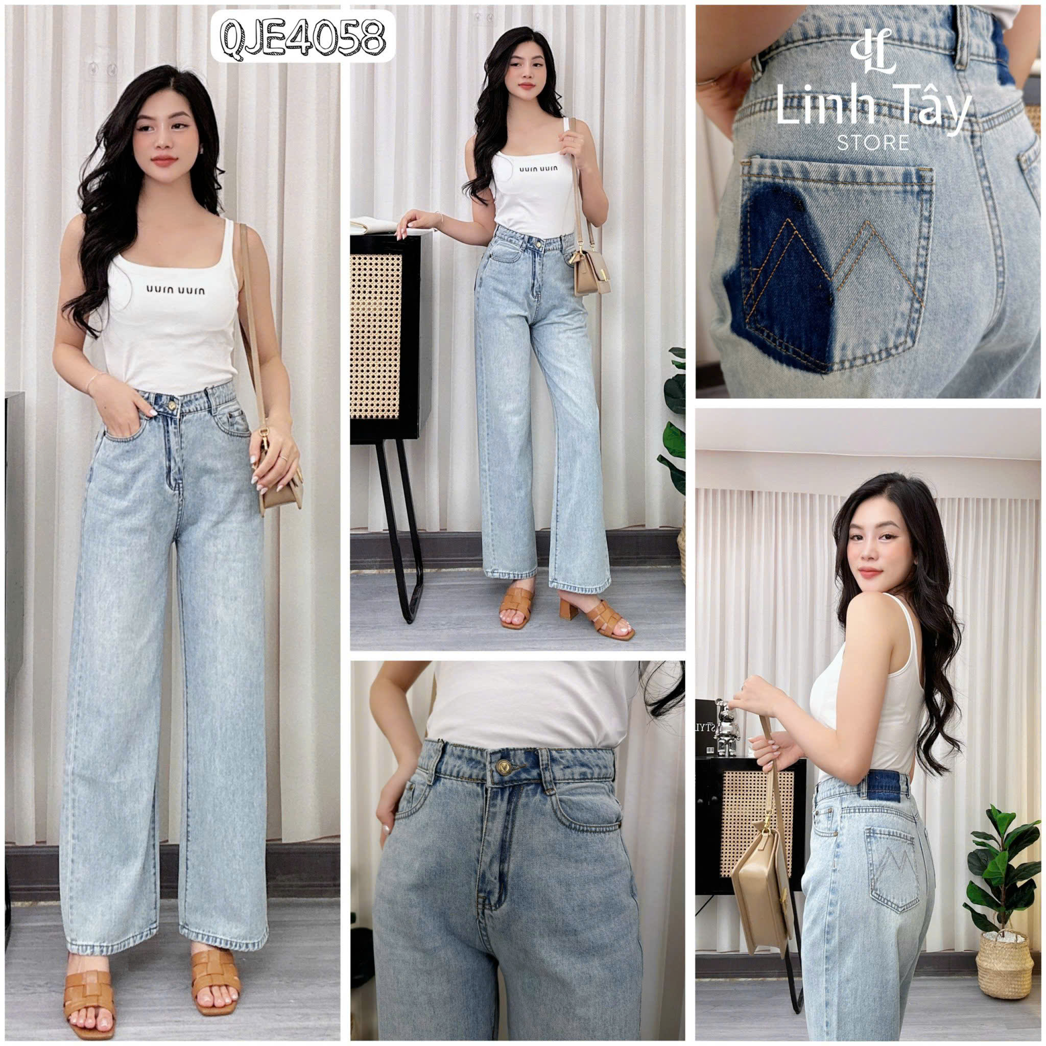 Quần Jean Ống Suông Cao Cấp