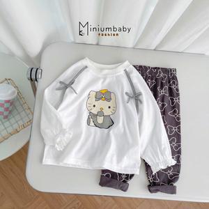 Bộ in mèo hello kitty quần gân nơ