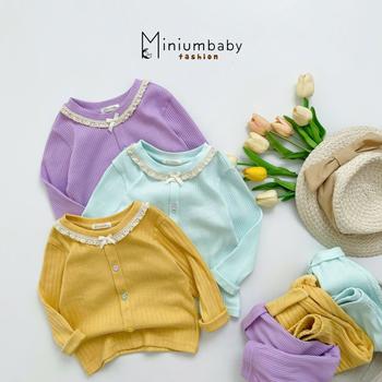 SB2083- bộ dài tay cổ bèo đính nơ nẹp thân trước đính cúc hoa màu