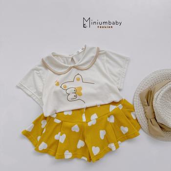 SB2062- bộ cổ sen phối viền cổ in tay tim phối quần váy tim