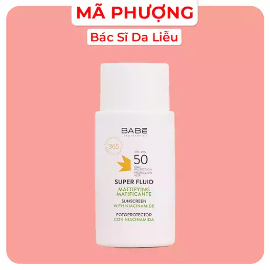 Product image - KG Kem Chống Nắng Kiểm Soát Dầu Cho Da Dầu Mụn (Laboratorios Babé - Super Fluid Fotoprotector Matificante Spf50 / Super Fluid Mattifying Sunscreen Spf50) (KCN BABE XANH)