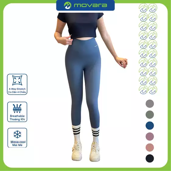 Product image - Quần Legging Nữ Tập Gym, Yoga, Chạy Bộ Vải Mát Lạnh, Co Giãn, Kháng Khuẩn QC14