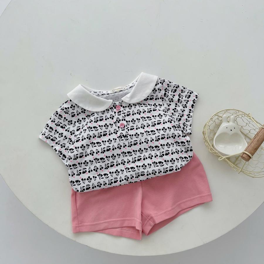 SB2127- bộ cộc tay cổ sen họa tiết bé gái