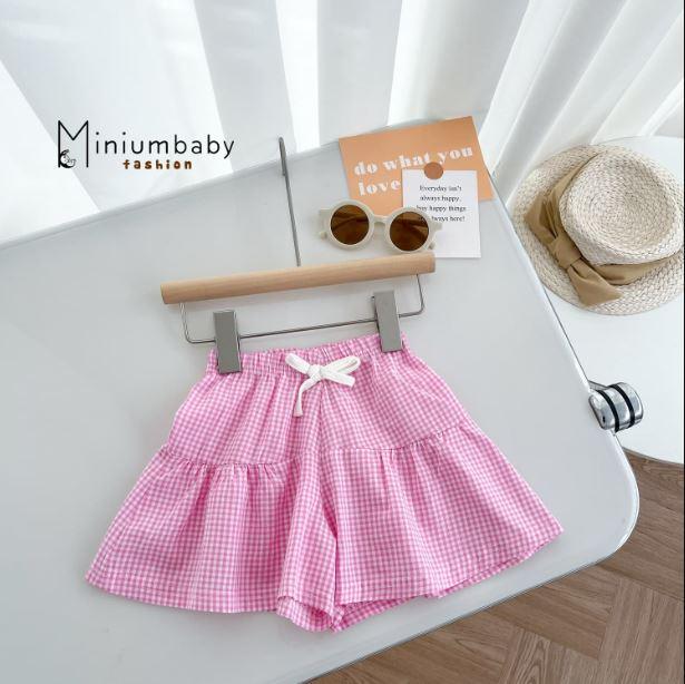 V1609- chân váy xòe cho bé karo hồng 1