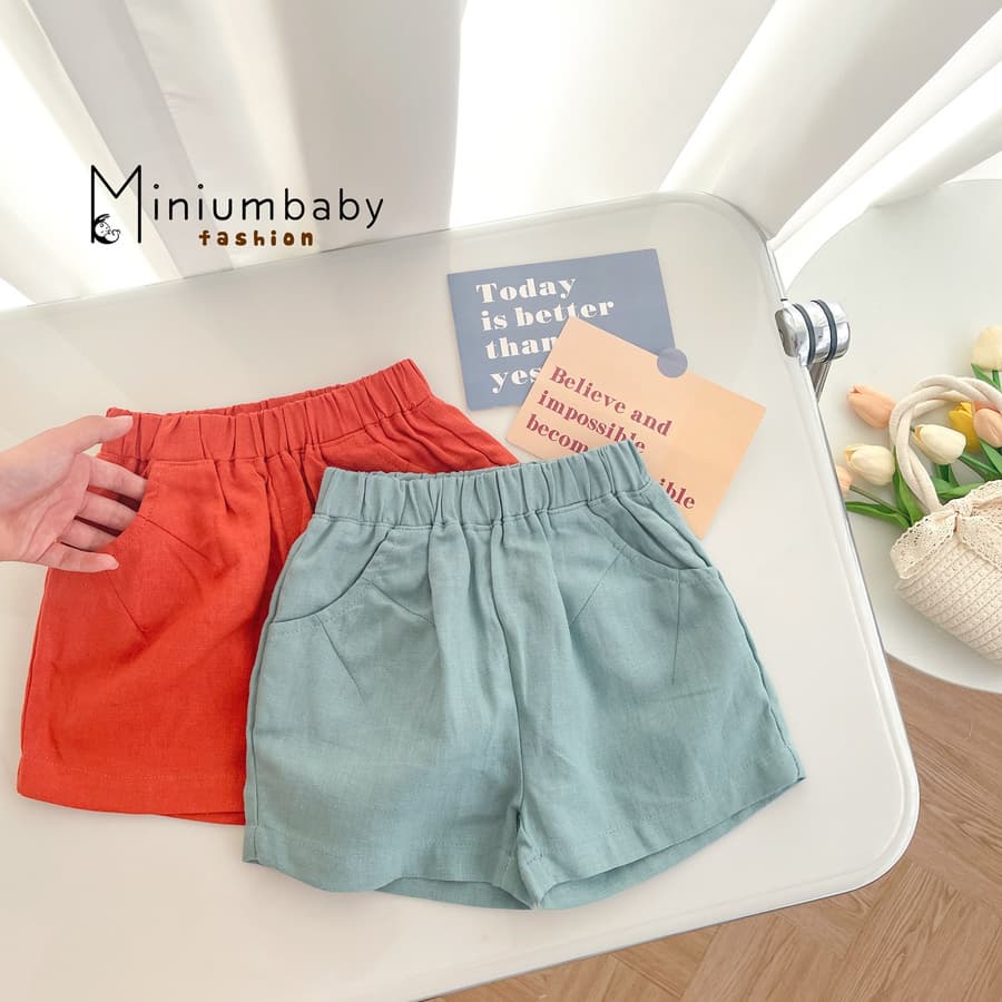 QC1896- quần đùi kaki xếp ly túi