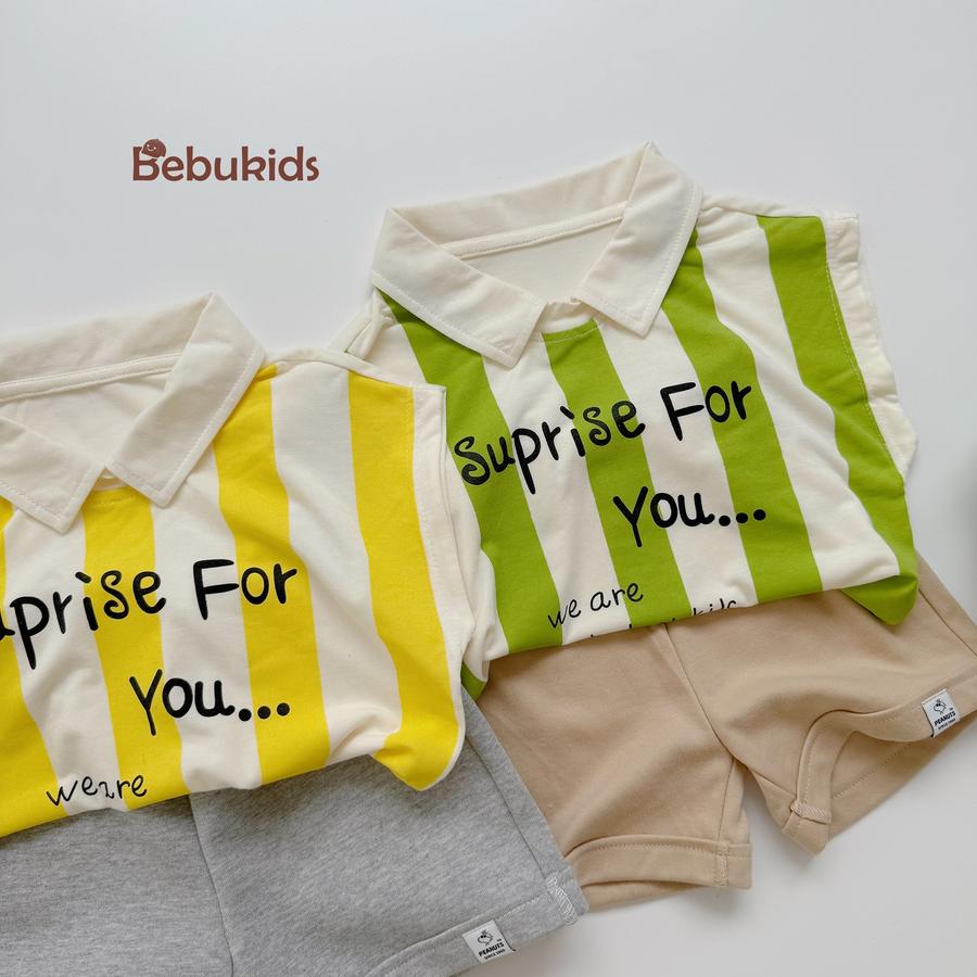 SB1978-bộ polo sát nách in chữ suprise for you