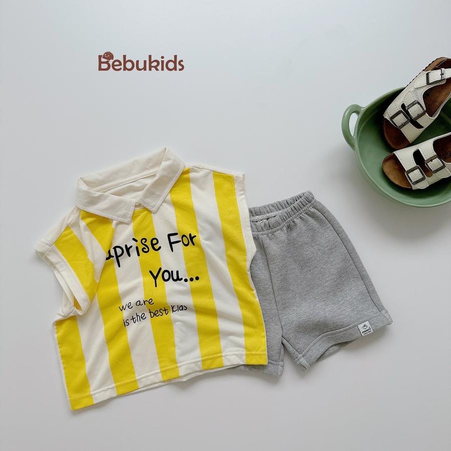 SB1978-bộ polo sát nách in chữ suprise for you
