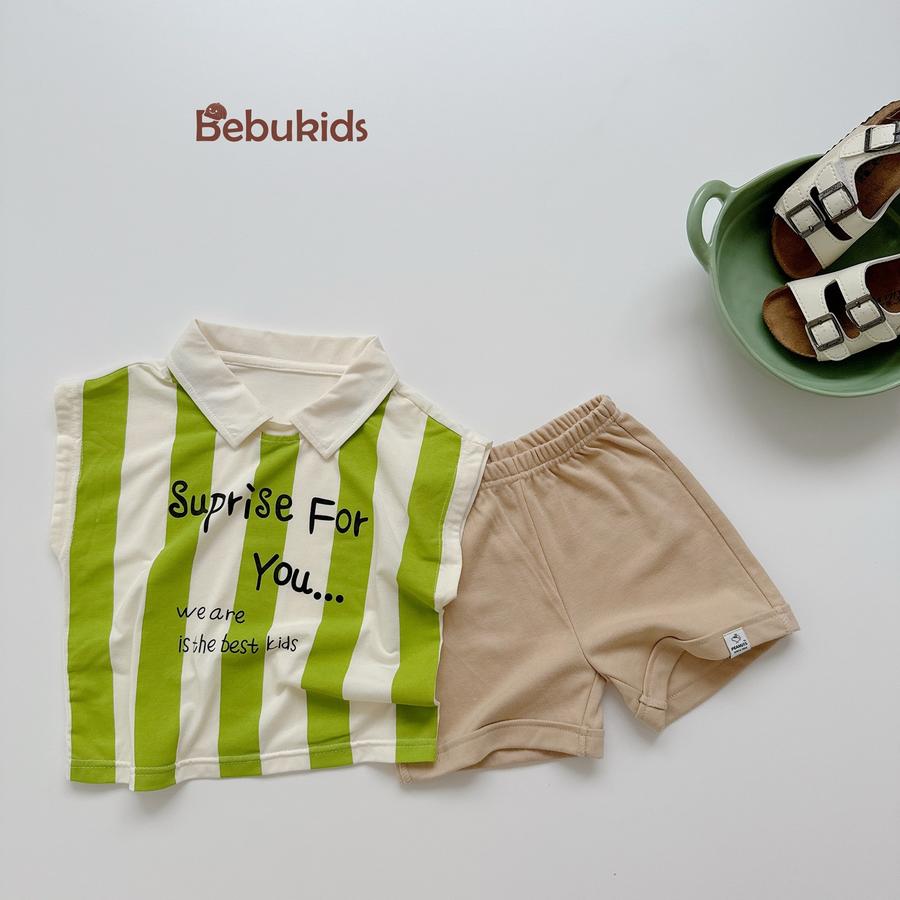 SB1978-bộ polo sát nách in chữ suprise for you