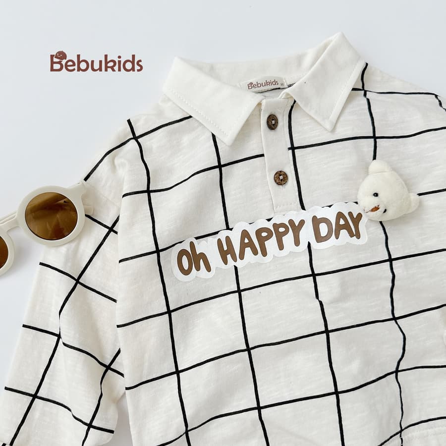 SB2036- bộ dài tay in chữ oh happy day đính gấu