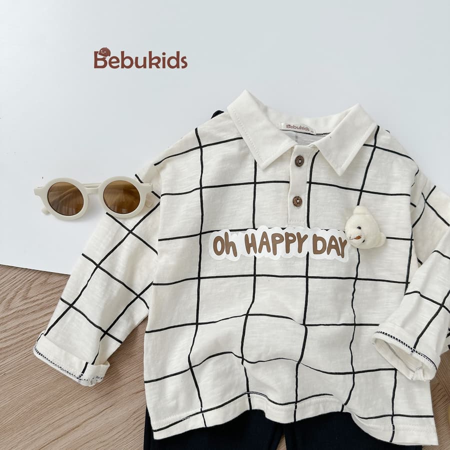 SB2036- bộ dài tay in chữ oh happy day đính gấu