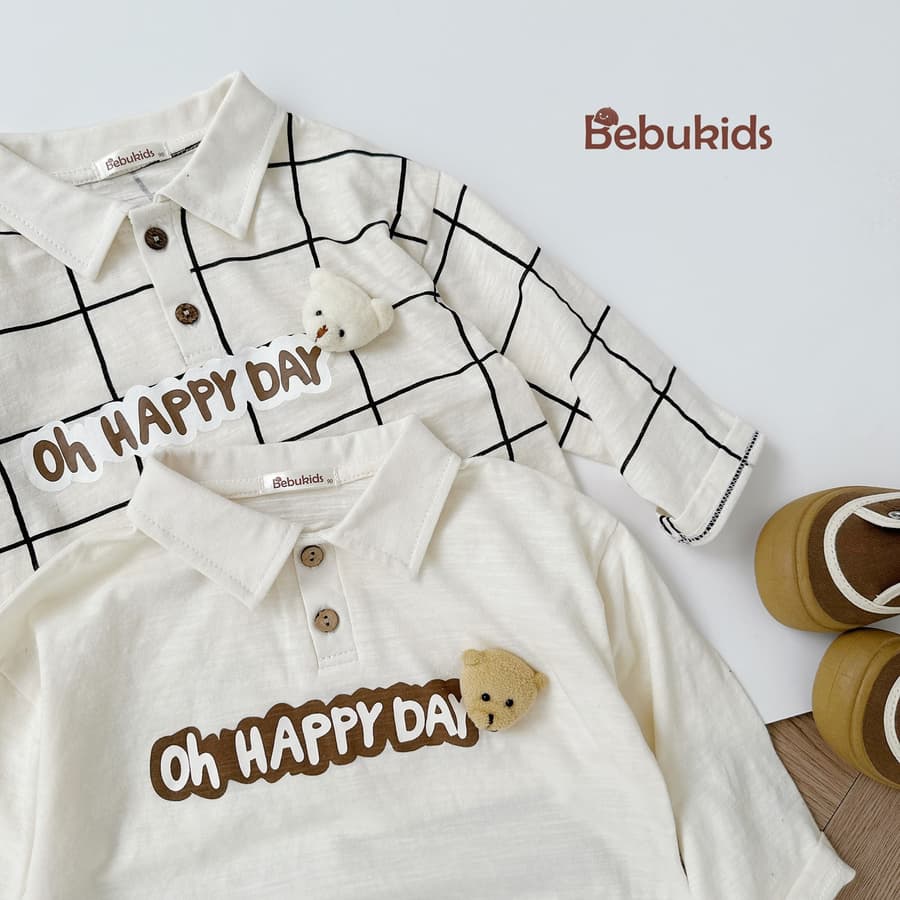 SB2036- bộ dài tay in chữ oh happy day đính gấu