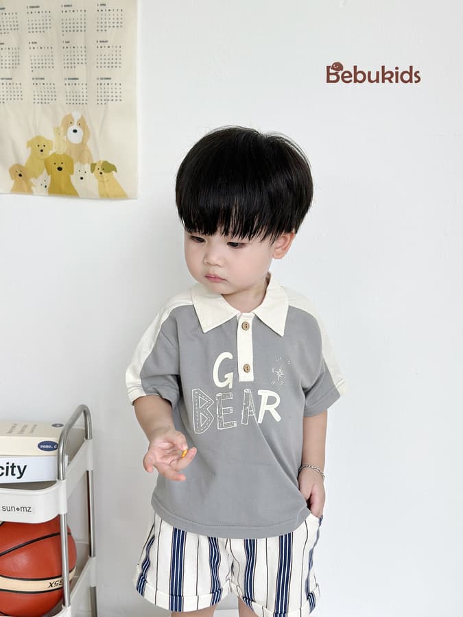 SB2051- bộ polo cộc in chữ g bear