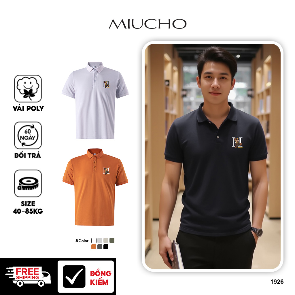 Áo polo nam form vừa 1926 Miucho Iconic vải cá sấu đứng form thoáng mát in basic