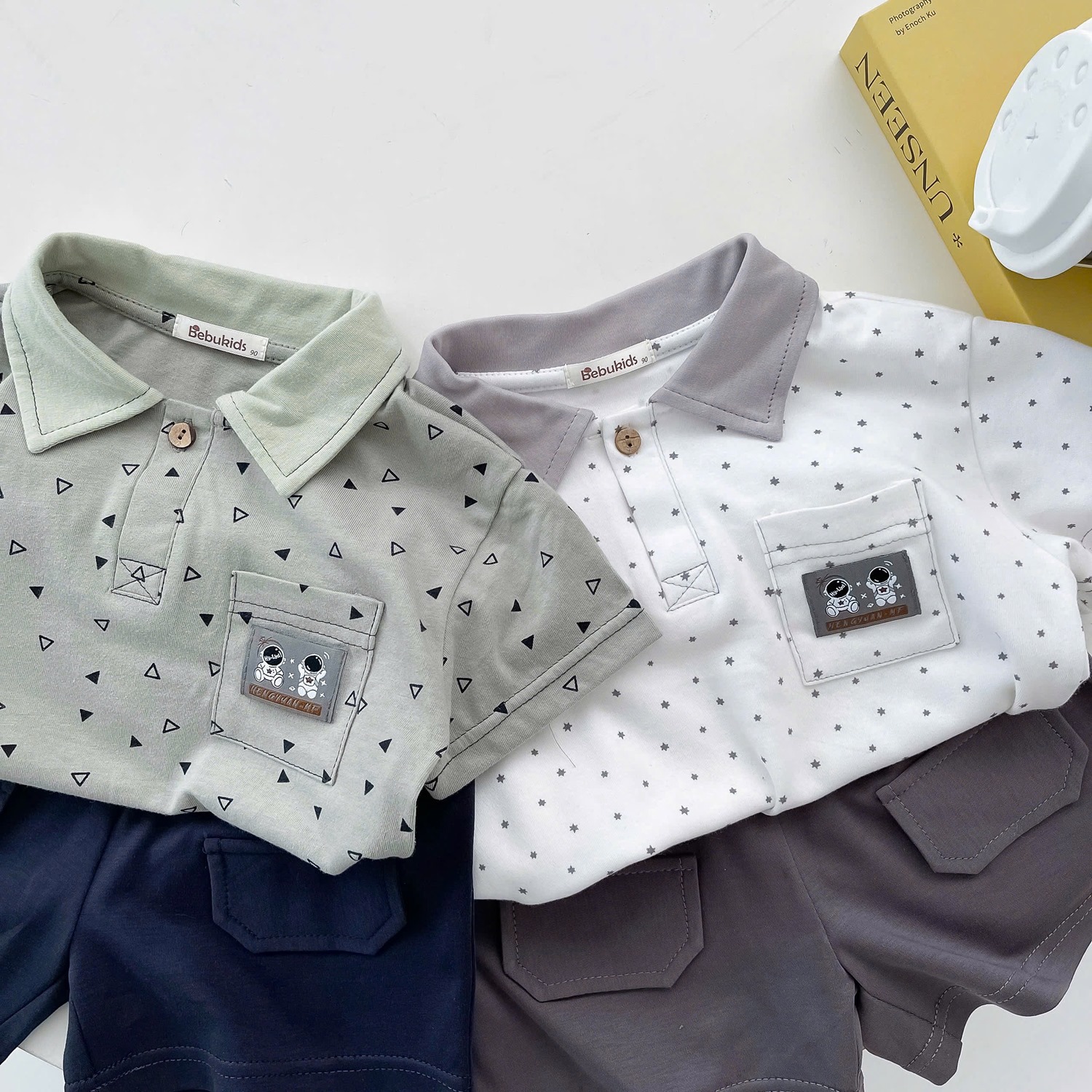 SB2249- bộ polo cộc tay logo phi hành gia
