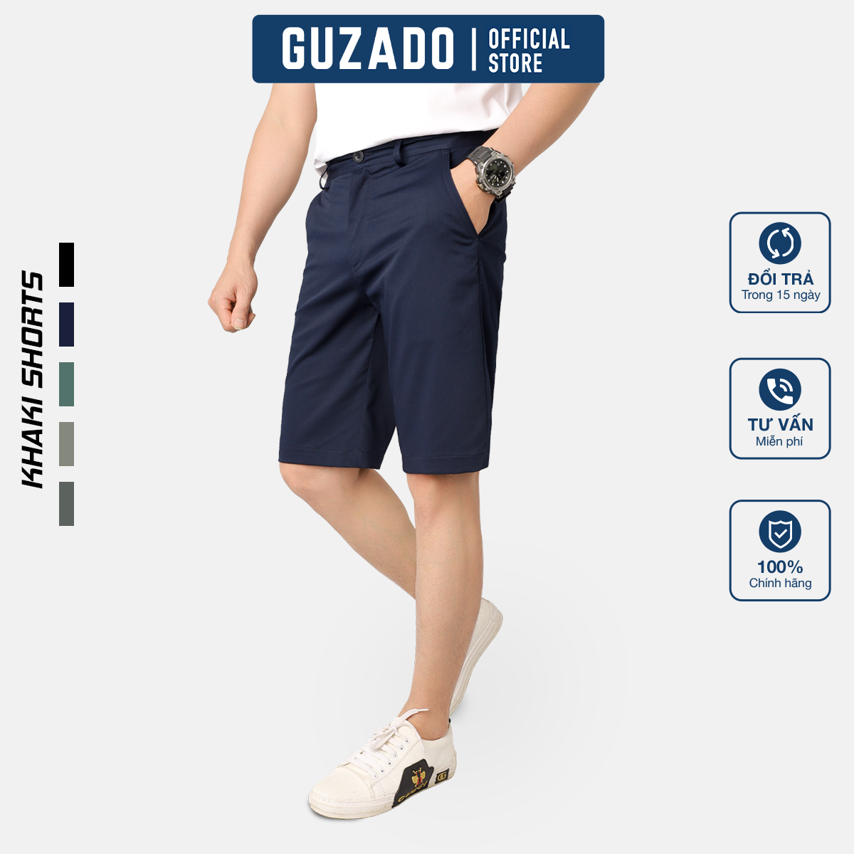 Quần Nam GUZADO Cạp Cúc Kaki Premium Đứng Form MKS01